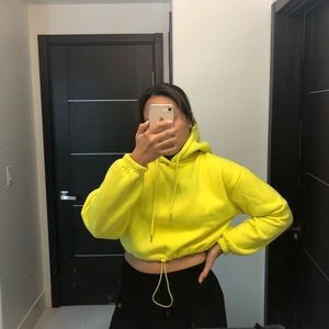 Cropped fleece hoodie